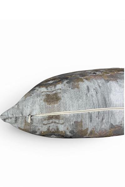 Gray & Gold Textured Pillow Cover | Neutral Modern Cushion | Zipper Closure