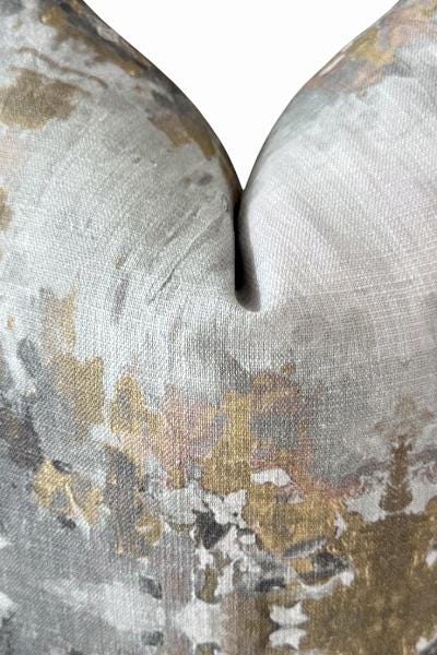 Gray & Gold Textured Pillow Cover | Neutral Modern Cushion | Zipper Closure