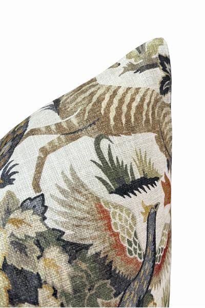 Vintage Floral Linen Pillow Cover | Neutral Botanical Cushion | Zipper Closure