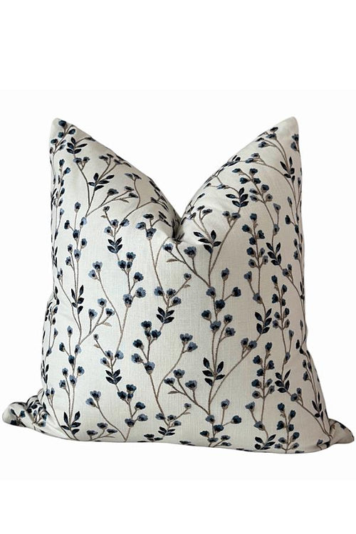 Blue Chinoiserie Decorative Pillow Cover Set, Navy Floral Neutral Sofa Accent Cushions