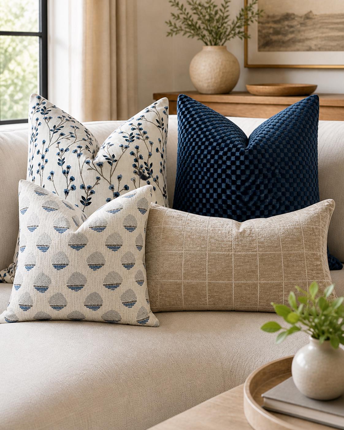 Blue Neutral Pillow Cover Combo Set