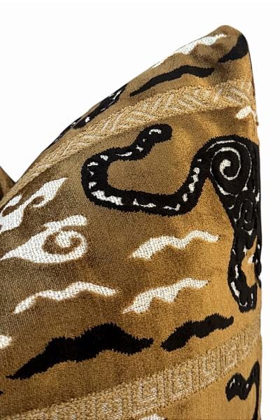 Brown Tiger Pillow Cover | Chinoiserie Accent Pillow | Decorative Animal Print Cushion