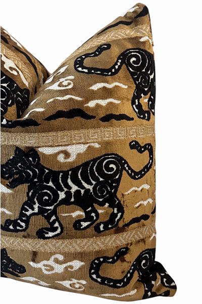 Brown Tiger Pillow Cover | Chinoiserie Accent Pillow | Decorative Animal Print Cushion