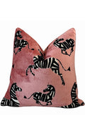 Rose Zebra Pillow Cover | Velvet Animal Print Accent Pillow | Decorative Throw Cushion