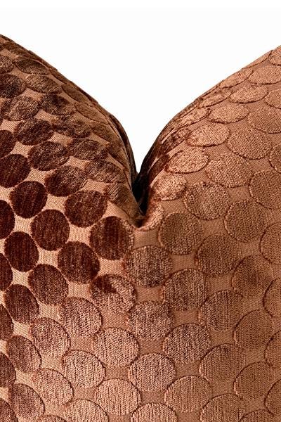 Copper Rust Velvet Pillow Cover with Textured Circle Pattern