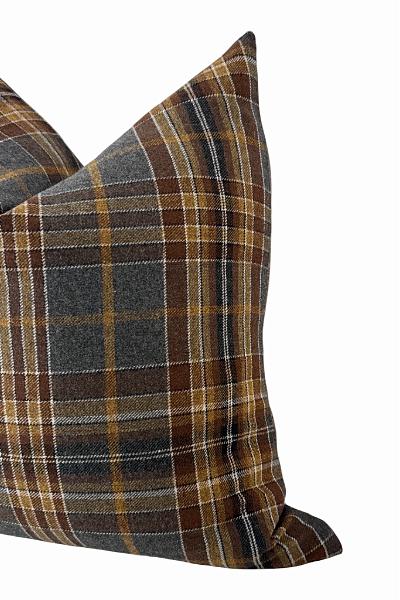 Brown Plaid Pillow Cover with Rustic Farmhouse Style