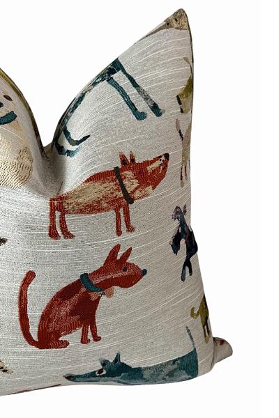 Whimsical Dog Pillow Cover | Decorative Animal Print Accent Pillow | Novelty Throw Cushion