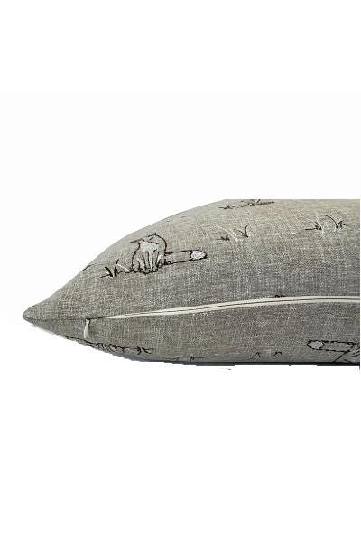 Neutral Fox Print Pillow Cover | Woodland Linen-Look Cushion, Rustic Cottage Accent