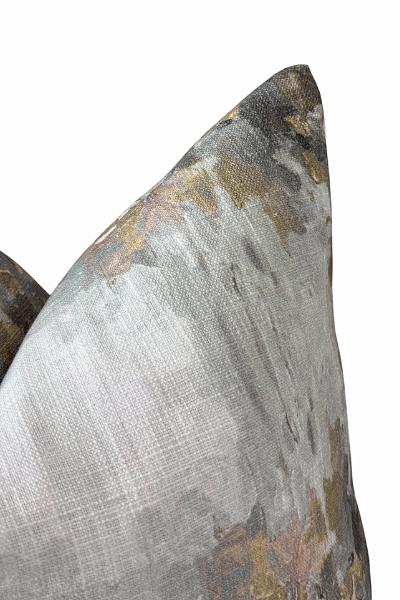 Gray & Gold Textured Pillow Cover | Neutral Modern Cushion | Zipper Closure