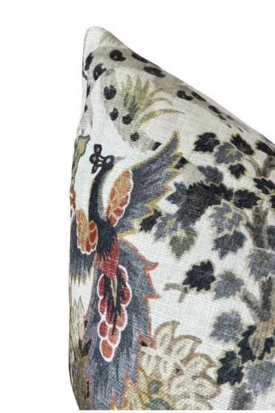 Vintage Floral Linen Pillow Cover | Neutral Botanical Cushion | Zipper Closure