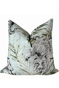 Safari Tiger Pillow Cover | Neutral Green Animal Print | Zipper Closure
