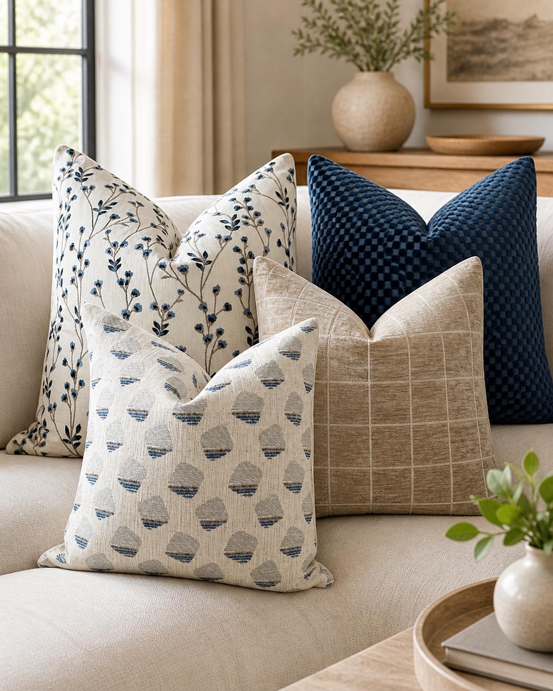 Blue Neutral Pillow Cover Combo Set