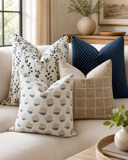 Blue Neutral Pillow Cover Combo Set