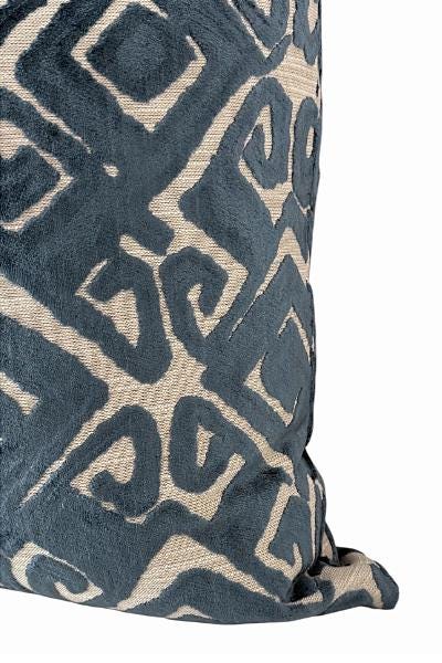 Blue Velvet Pillow Cover | Geometric Accent Pillow | Decorative Throw Cushion
