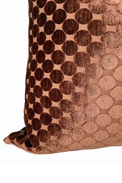 Copper Rust Velvet Pillow Cover with Textured Circle Pattern