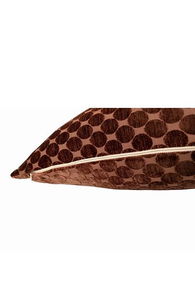 Copper Rust Velvet Pillow Cover with Textured Circle Pattern