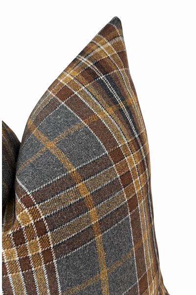 Brown Plaid Pillow Cover with Rustic Farmhouse Style
