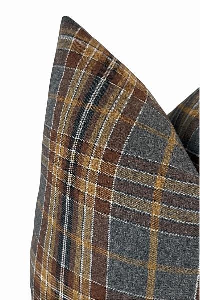 Brown Plaid Pillow Cover with Rustic Farmhouse Style