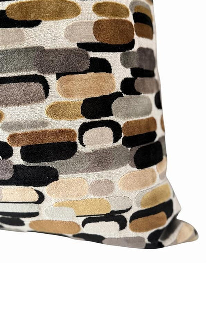 Neutral Velvet Cushion Cover, Abstract Modern Accent, Brown Black Beige Sofa Decor
