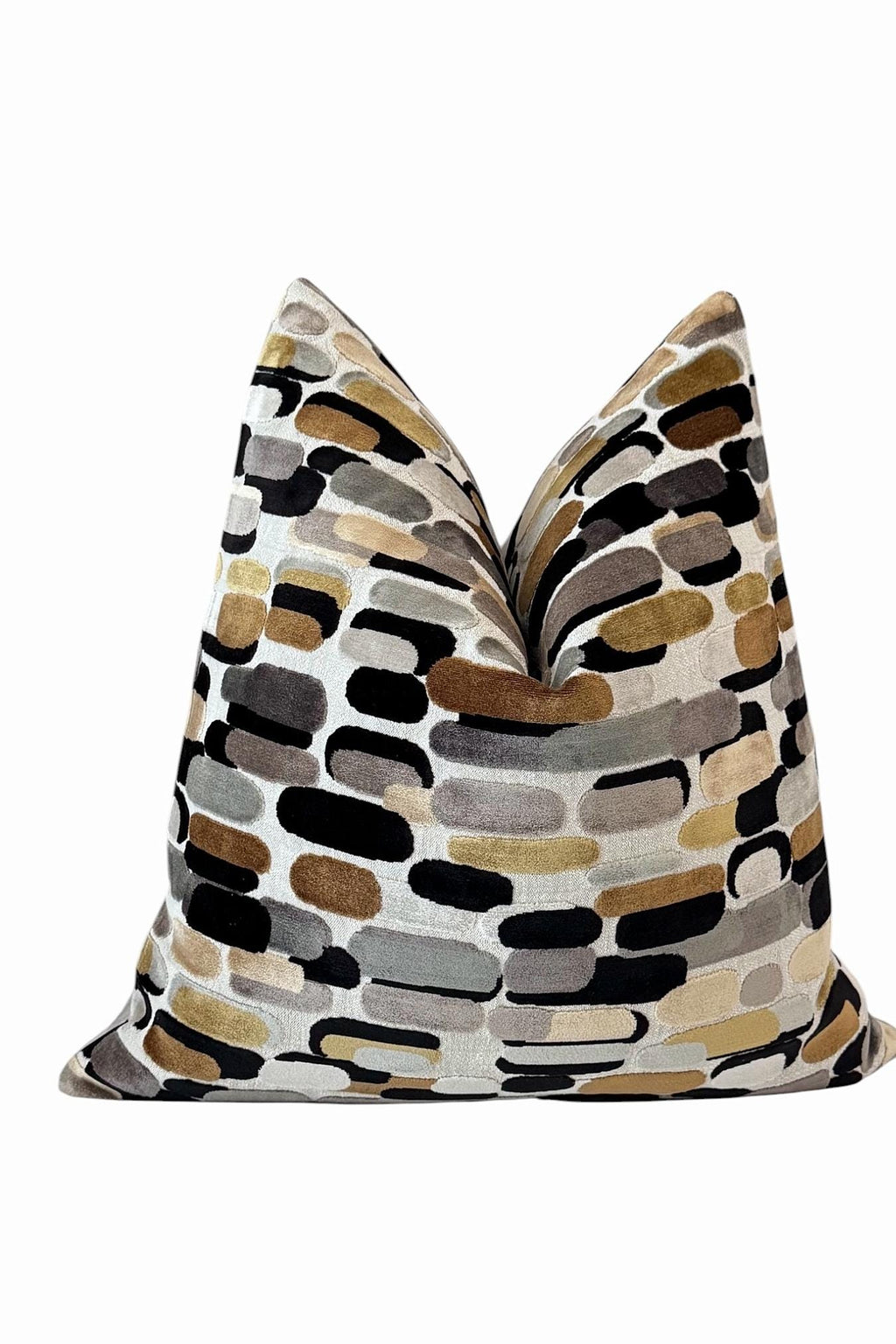 Neutral Velvet Cushion Cover, Abstract Modern Accent, Brown Black Beige Sofa Decor