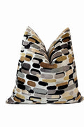Neutral Velvet Cushion Cover, Abstract Modern Accent, Brown Black Beige Sofa Decor