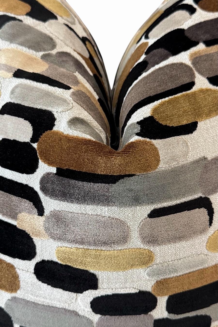 Neutral Velvet Cushion Cover, Abstract Modern Accent, Brown Black Beige Sofa Decor