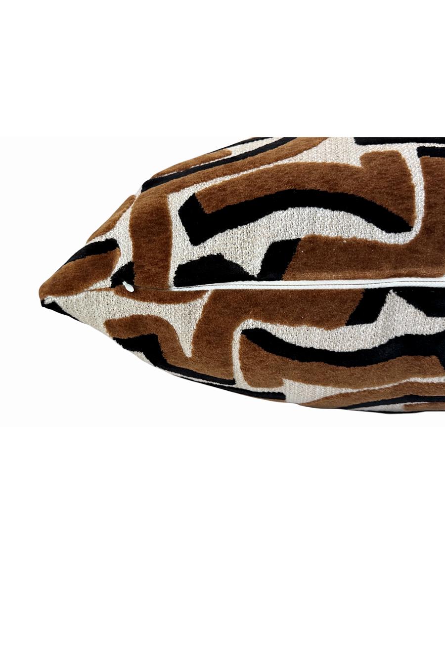 Brown Black Abstract Pillow Cover, Modern Cream Decorative Cushion, Designer Accent Throw Pillow