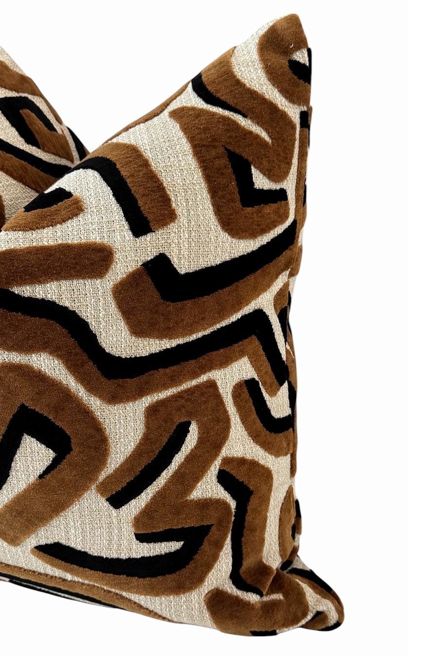 Brown Black Abstract Pillow Cover, Modern Cream Decorative Cushion, Designer Accent Throw Pillow