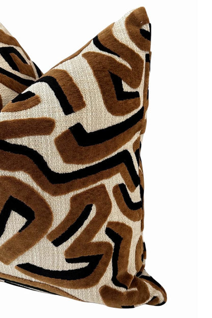 Brown Black Abstract Pillow Cover, Modern Cream Decorative Cushion, Designer Accent Throw Pillow