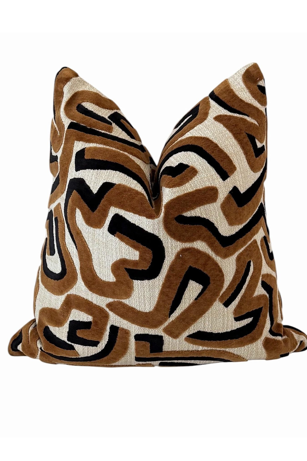 Brown Black Abstract Pillow Cover, Modern Cream Decorative Cushion, Designer Accent Throw Pillow