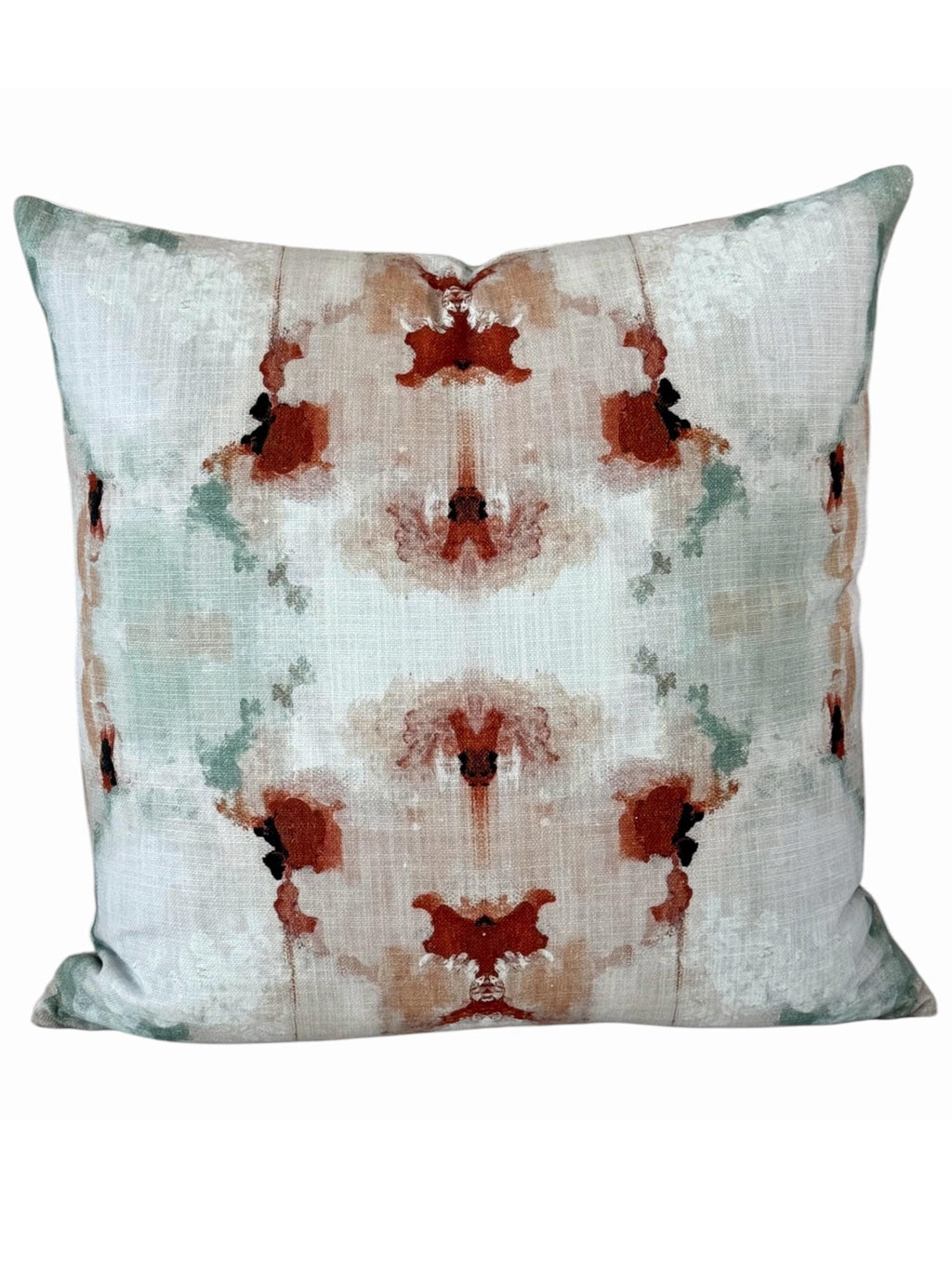 Abstract Watercolor Pillow Cover, Aqua Rust Neutral Boho Throw Pillow