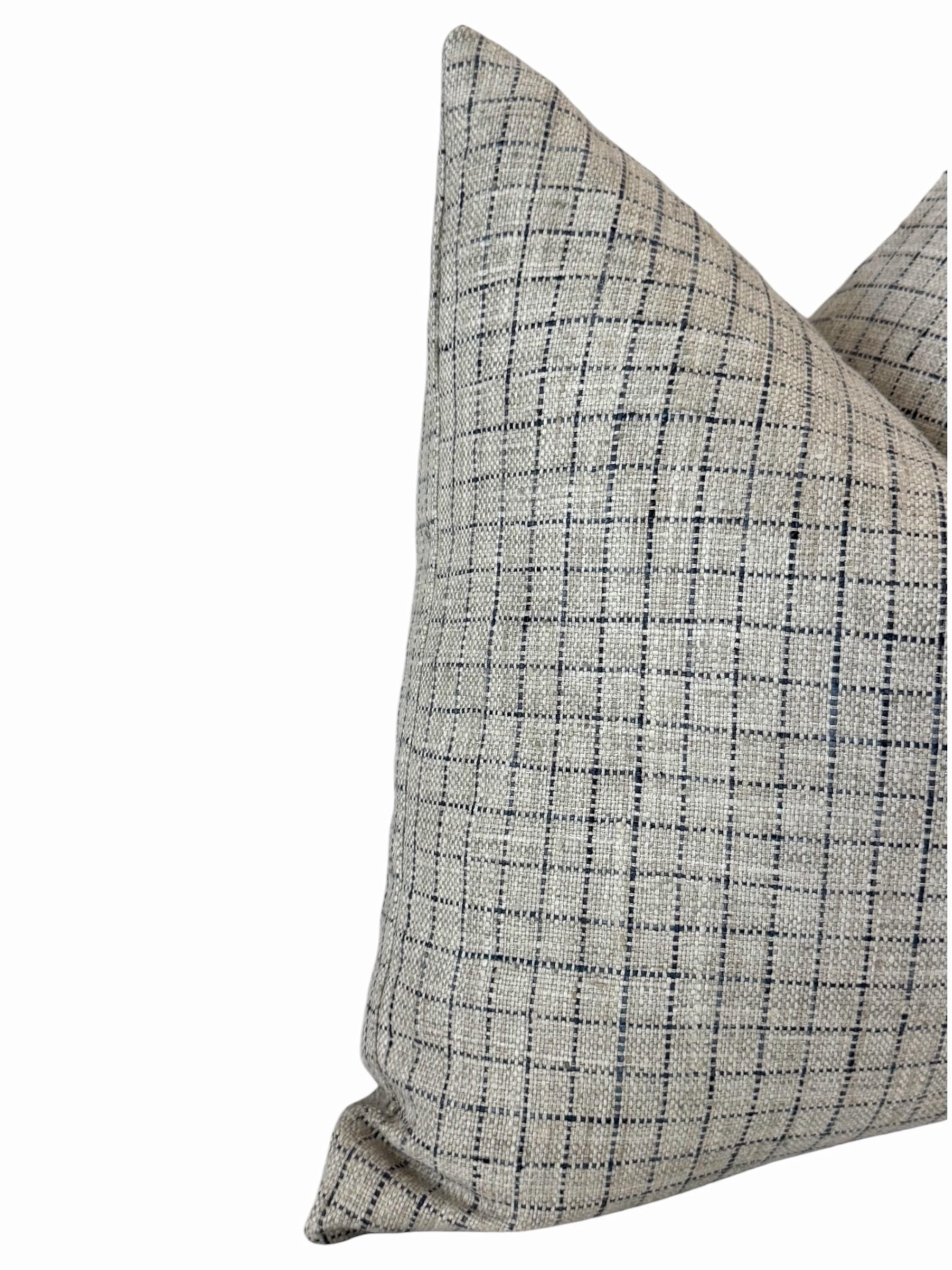 Beige Plaid Pillow Cover, Textured Farmhouse Cushion, Neutral Sofa Accent Decor