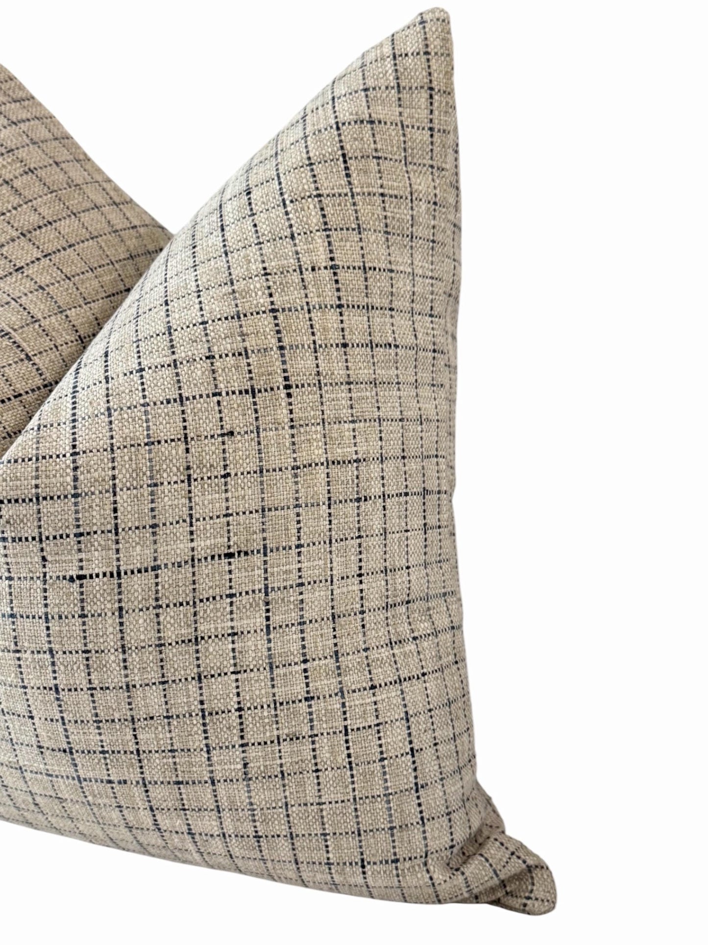 Beige Plaid Pillow Cover, Textured Farmhouse Cushion, Neutral Sofa Accent Decor