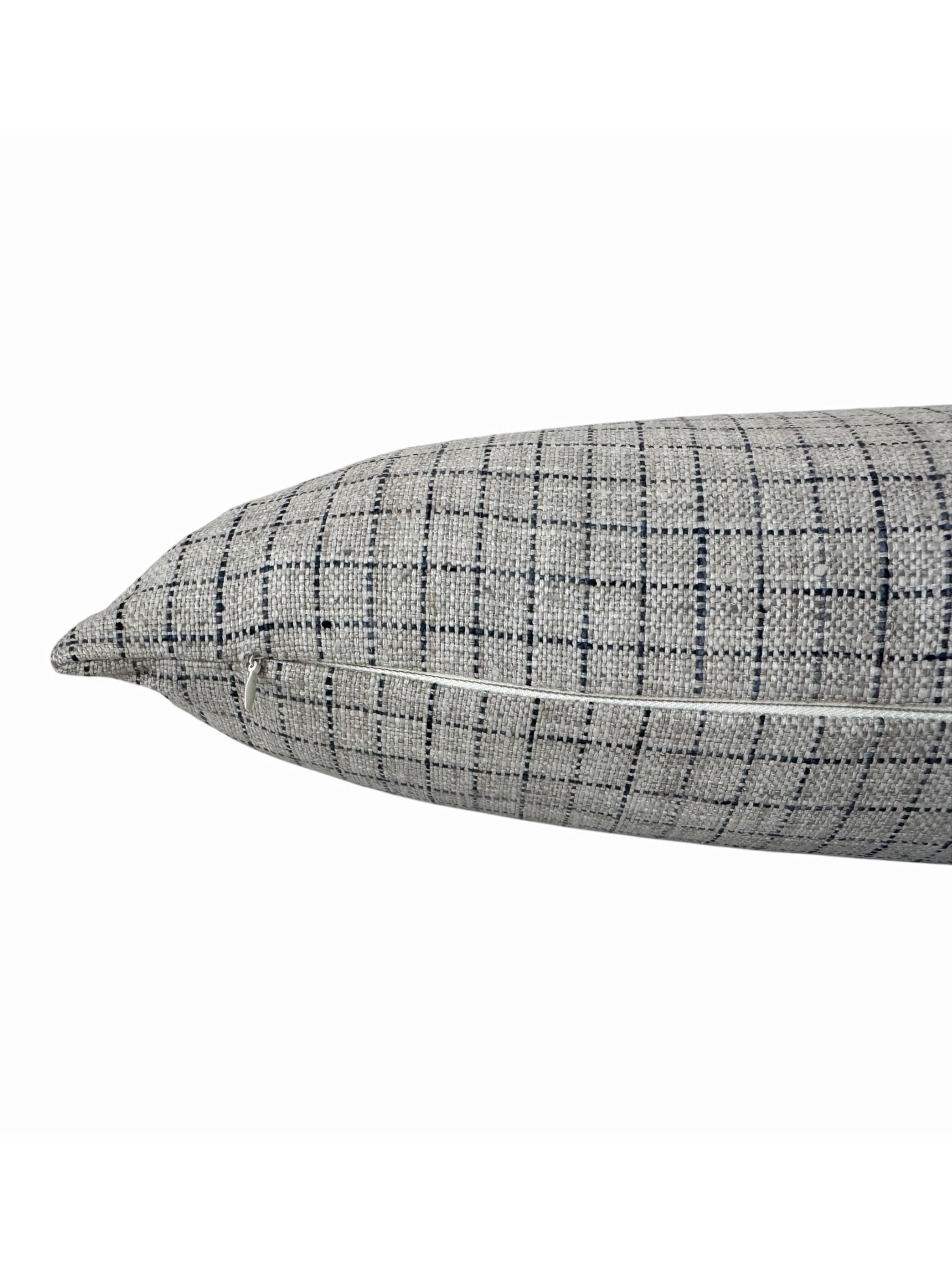 Beige Plaid Pillow Cover, Textured Farmhouse Cushion, Neutral Sofa Accent Decor