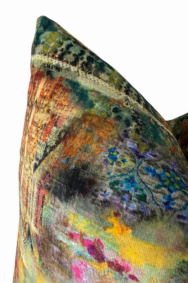 Boho Velvet Patchwork Cushion Cover, Colorful Designer Throw, Eclectic Luxury Home Decor