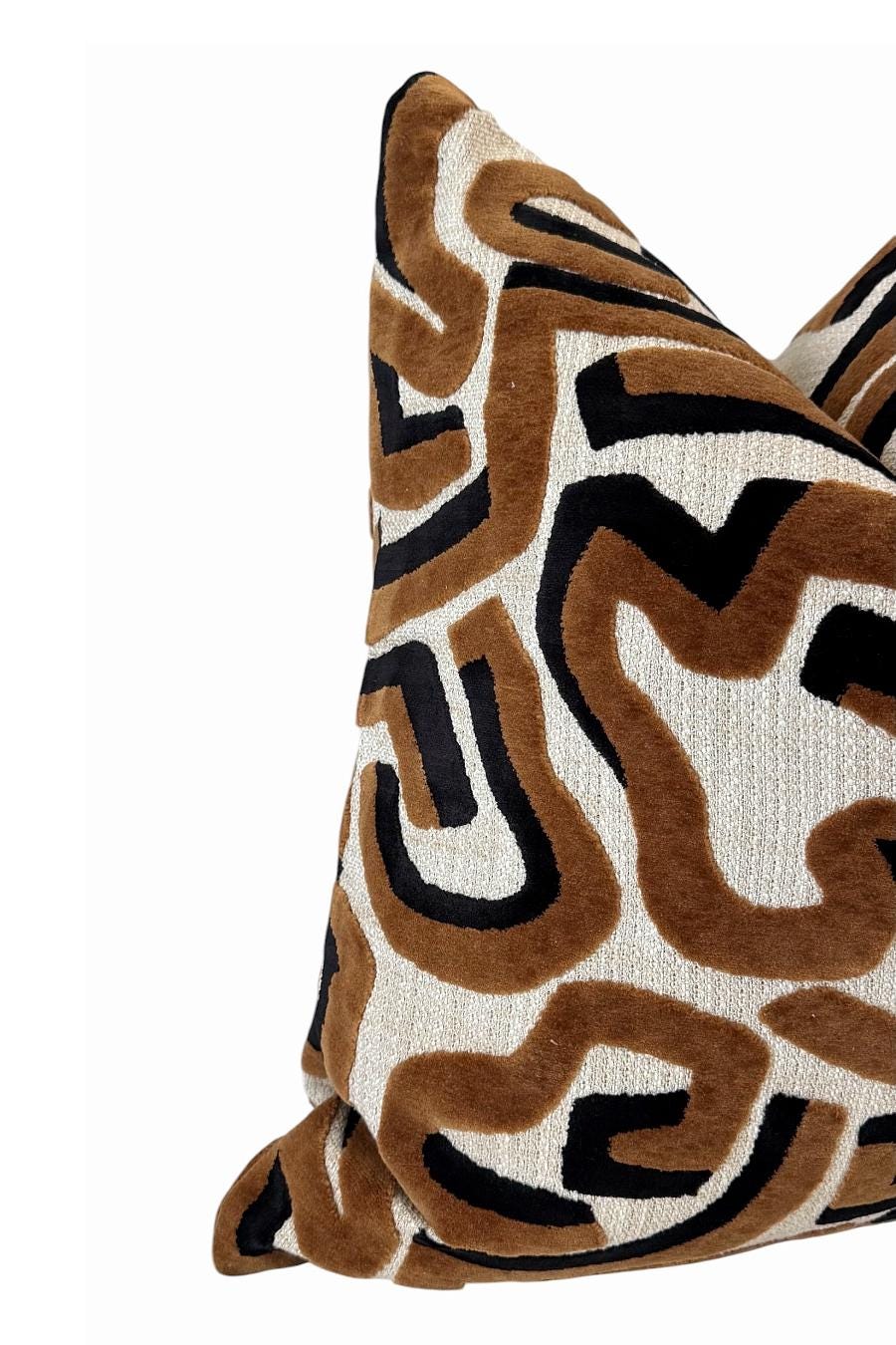 Brown Black Abstract Pillow Cover, Modern Cream Decorative Cushion, Designer Accent Throw Pillow