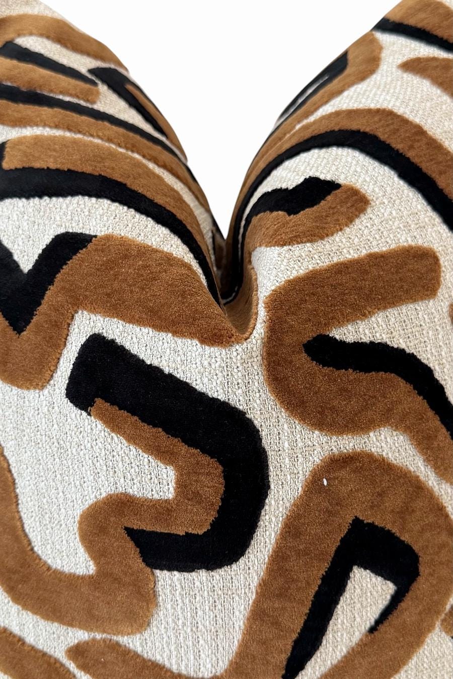 Brown Black Abstract Pillow Cover, Modern Cream Decorative Cushion, Designer Accent Throw Pillow