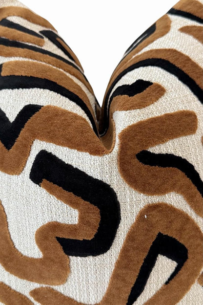 Brown Black Abstract Pillow Cover, Modern Cream Decorative Cushion, Designer Accent Throw Pillow