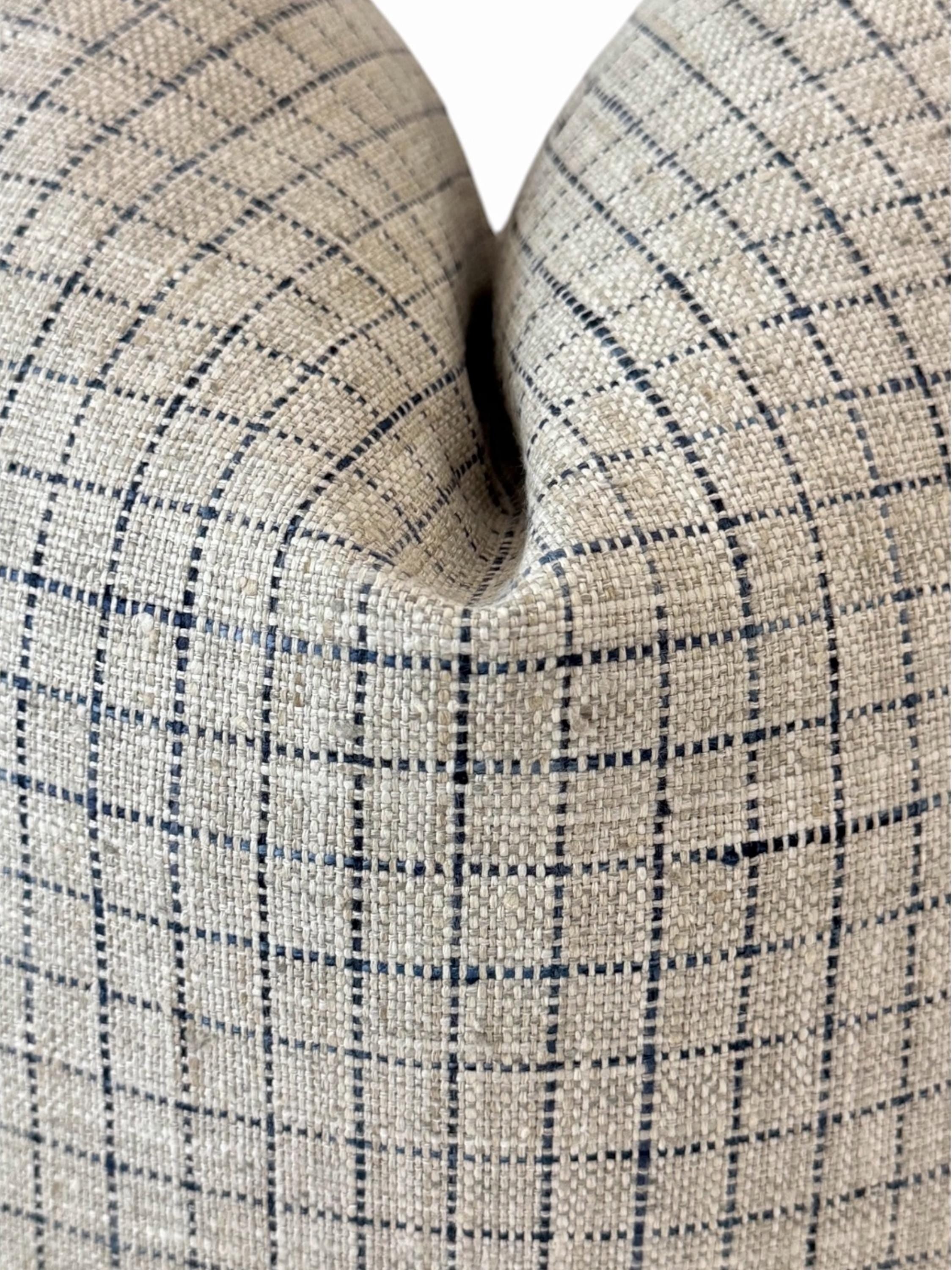 Beige Plaid Pillow Cover, Textured Farmhouse Cushion, Neutral Sofa Accent Decor