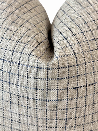 Beige Plaid Pillow Cover, Textured Farmhouse Cushion, Neutral Sofa Accent Decor