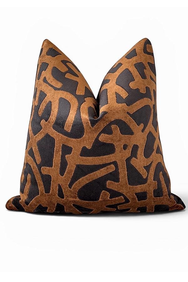 Espresso Brown Black Velvet Pillow Cover, Modern Designer Cushion, Luxury Accent Decor
