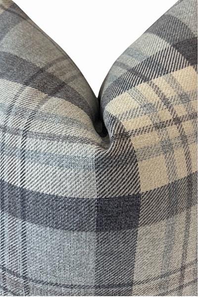 Blue Gray Plaid Pillow Cover, Slate Check Cushion, Modern Farmhouse Decor