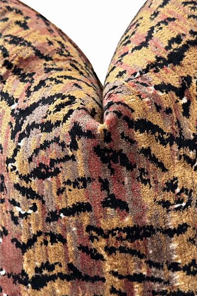 Rust Gold Velvet Pillow Cover, Abstract Animal Print Cushion, Designer Accent Decor