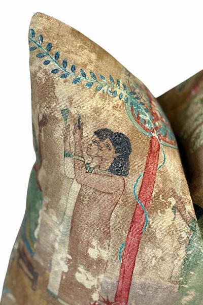 Egyptian Inspired Velvet Pillow Cover, Ancient Camel Print, Neutral Gold Boho Decor