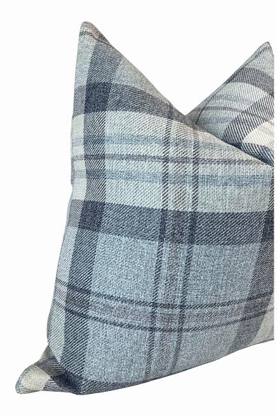 Blue Gray Plaid Pillow Cover, Slate Check Cushion, Modern Farmhouse Decor