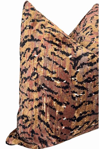 Rust Gold Velvet Pillow Cover, Abstract Animal Print Cushion, Designer Accent Decor