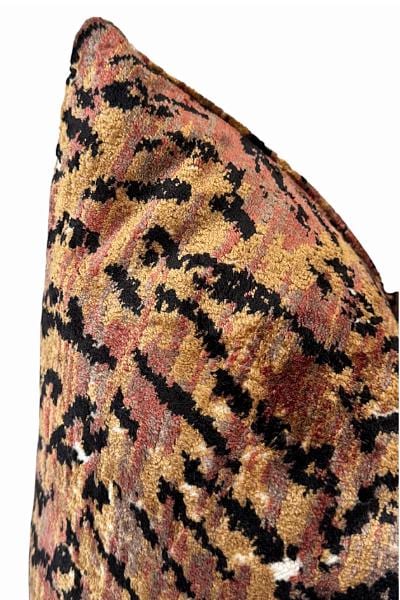 Rust Gold Velvet Pillow Cover, Abstract Animal Print Cushion, Designer Accent Decor