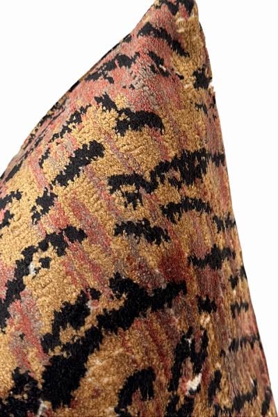 Rust Gold Velvet Pillow Cover, Abstract Animal Print Cushion, Designer Accent Decor