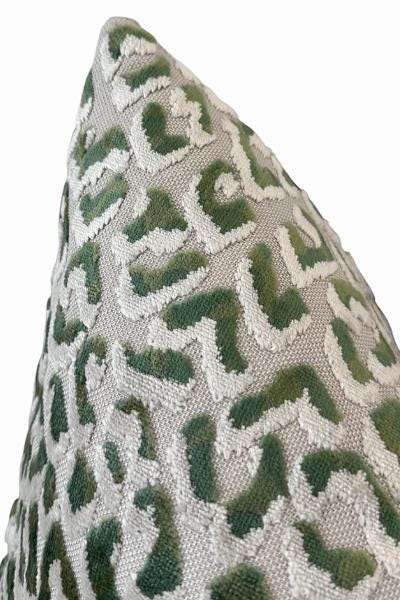 Green Leopard Pillow Cover, Beige Animal Print Cushion, Designer Accent Decor
