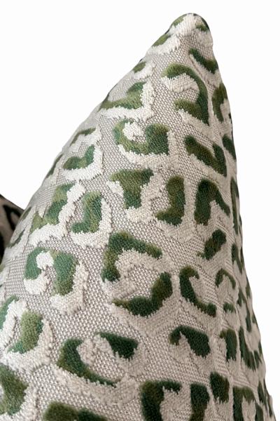 Green Leopard Pillow Cover, Beige Animal Print Cushion, Designer Accent Decor